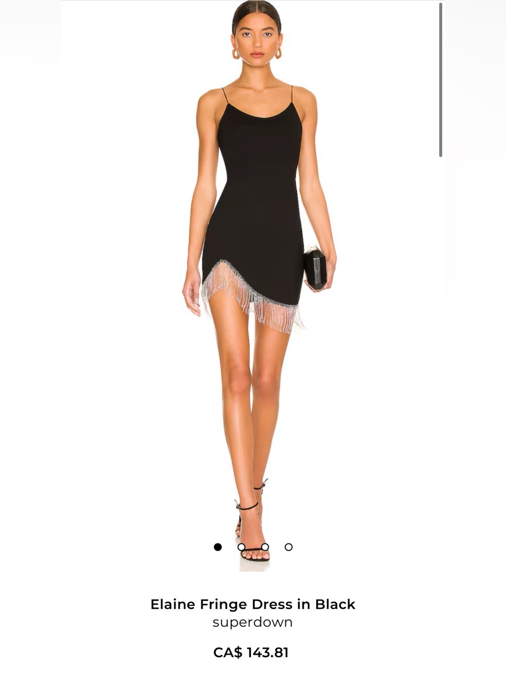 superdown Black Mini Slip Dress with Rhinestone Fringe